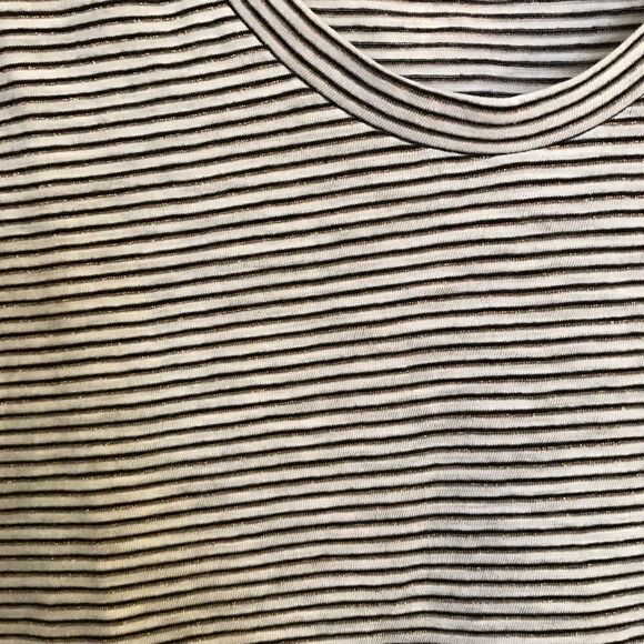 LOFT Vintage Soft Long Sleeve Scoop Neck Top Metallic Strips - Picture 3 of 5